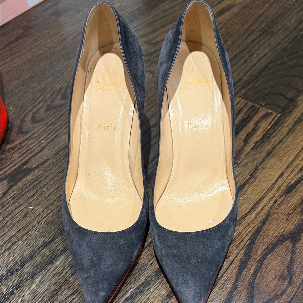 Christian Louboutin Dark Gray Suede Heels